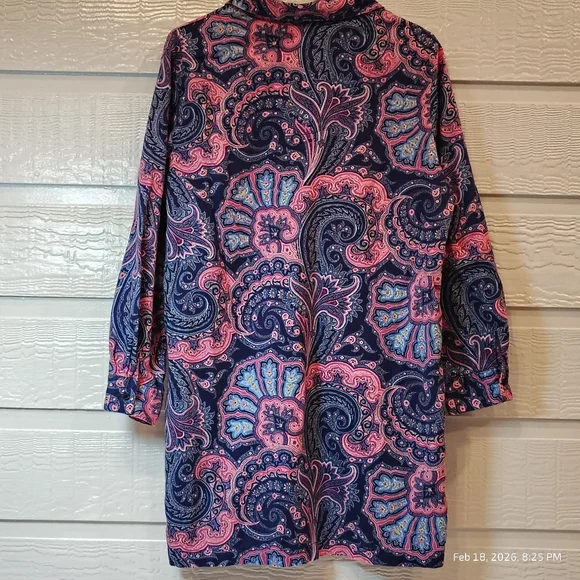 Lauren Ralph Lauren Womens LG Paisley Print Button Up Nightshirt 100% Cotton - Picture 6 of 6